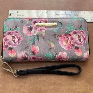 Betsy Johnson wallet wristlet 8”x4.25 full zip long